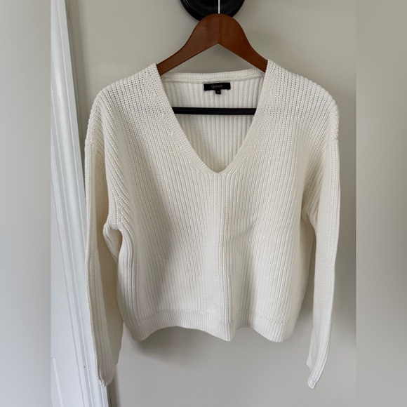 QUINCE Cotton V neck fisherman sweater - Picture 3 of 6